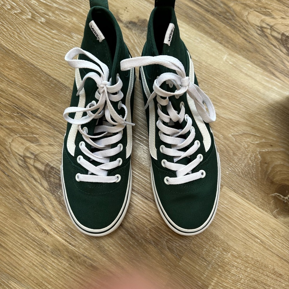 Vans Sk8-Hi High Top Sneakers in Green and White - Picture 6 of 9